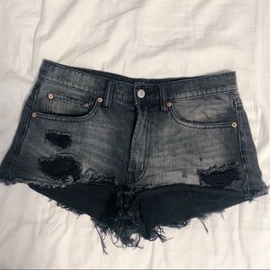 BDG black denim shorts
